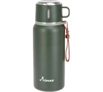 Термос Тонар T-KD-7030-0.9 хаки, 900 мл, пробка-ситечко, крышка-кружка, ремешок 00000355180