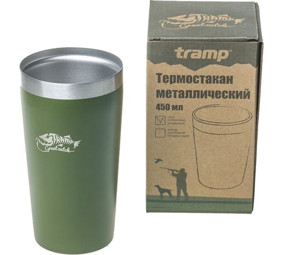 Металлический термостакан Tramp оливковый, 450мл TRC-102(2567)