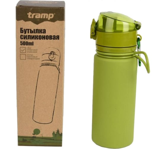 Силиконовая бутылка Tramp 0.5 л оливковый TRC-0931
