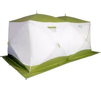 Палатка зимняя Следопыт Куб Premium 4.2x2.1 м, 2-х комнатная, S по полу 8.8 кв.м, 3 слоя, оливковый/белый Следопыт PF-TW-41