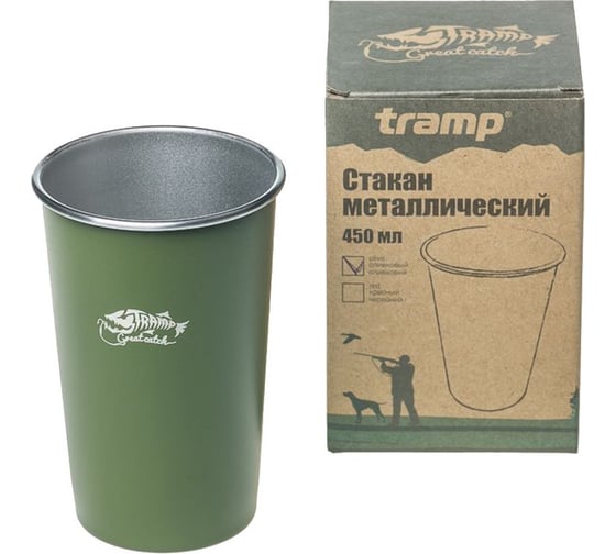 Металлический стакан Tramp оливковый, 450мл TRC-099(2536)