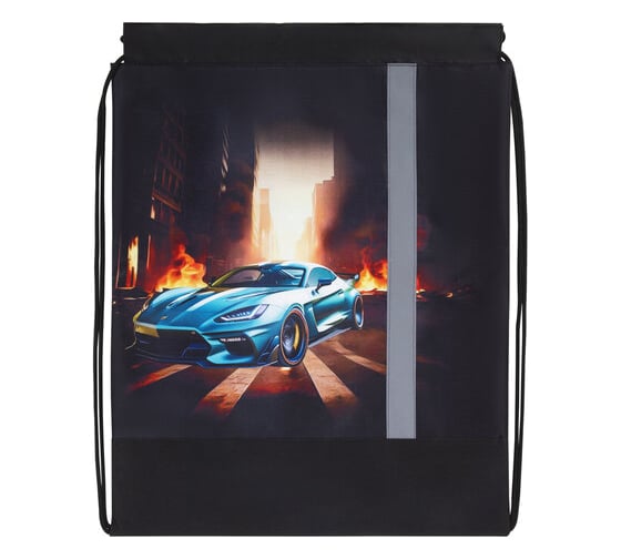 Мешок для обуви плотный ЮНЛАНДИЯ светоотражающая полоса, 46x36 см, Fire car 272411