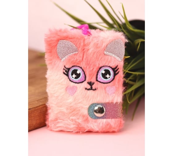 Брелок-блокнот плюшевый ilikegift Cat eyes, pink 3739087-01