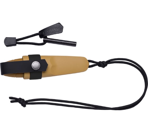 Нож Morakniv Eldris, нержавеющая сталь, цвет желтый, ножны, шнурок, огниво, 13523