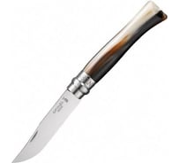Нож Opinel №8, нержавеющая сталь, полированный клинок, рукоять светлый рог буйвола, дерев. футляр, 000980