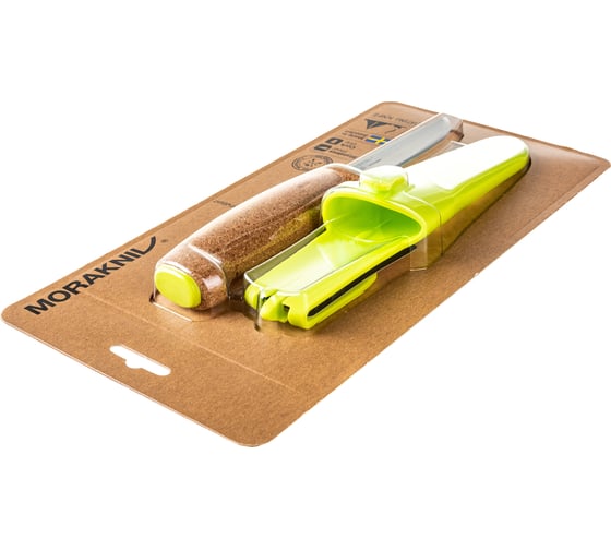 Нож Morakniv Floating Knife S Lime, нержавеющая сталь, пробковая ручка, зеленый, 13686