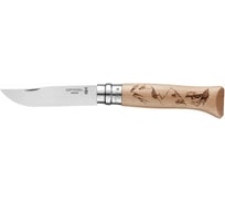 Нож Opinel №8 Alpine adventures, нержавеющая сталь, рукоять дуб, гравировка пеший туризм, 002186