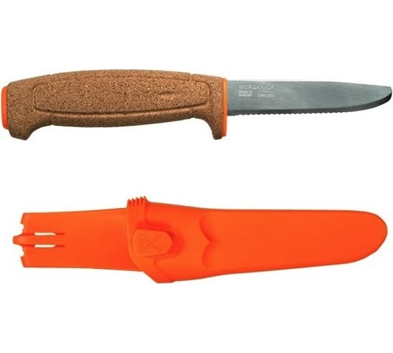 Нож Morakniv Floating Serrated Knife, нержавеющая сталь, пробковая ручка, оранжевый, 13131