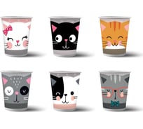 Набор бумажных стаканов ND Play Кошки с ушками в т/у пленке 250 мл, 6 шт 306320