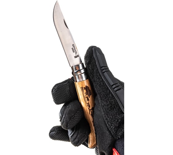 Нож Opinel №8, нержавеющая сталь, рукоять дуб, гравировка кабан. 002331