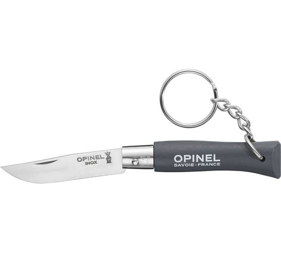 Нож-брелок Opinel №4, нержавеющая сталь, серый, 002056