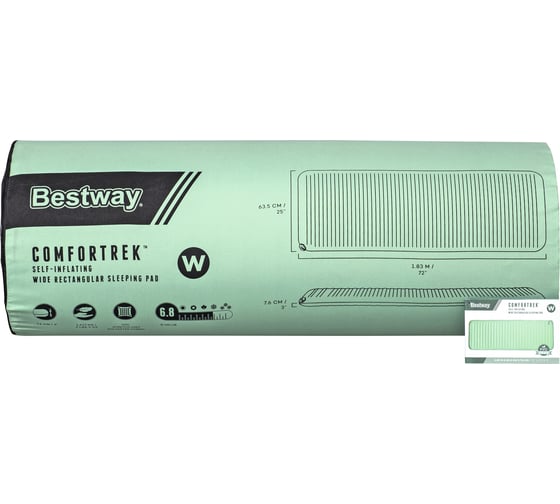 Самонадувающийся спальный коврик каремат BestWay ComforTrek 183x63.5x7.6 см 69622 BW