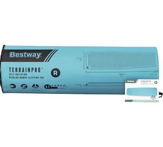 Самонадувающийся спальный коврик каремат BestWay TerrainPro 183x51x5.1 см 69621 BW
