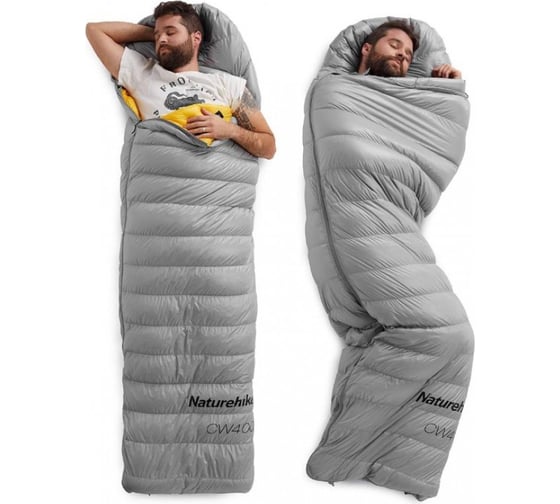 Мешок спальный Naturehike CW400 NH18C400-D с гусинным пухом серый, размер L 6927595766361