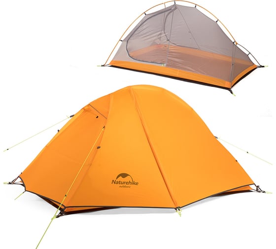 Палатка одноместная сверхлегкая Naturehike NH18A095-D, + коврик, 20D, оранжевый 6975641886495