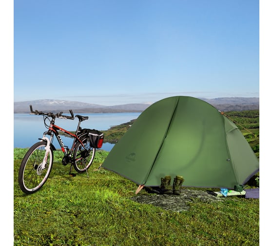 Палатка одноместная сверхлегкая Naturehike NH18A095-D коврик, 20D, зеленый 6927595735671