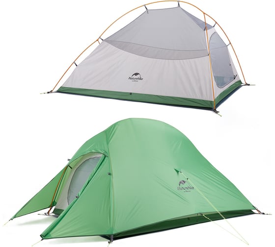 Палатка одноместная сверхлегкая Naturehike Сloud up NH18T010-T + коврик, 20D, зеленый 6927595765678
