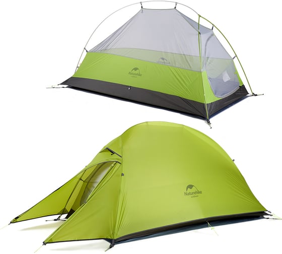 Палатка одноместная сверхлегкая Naturehike Сloud up NH18T010-T +коврик, 20D, светло-зеленый 6927595730515