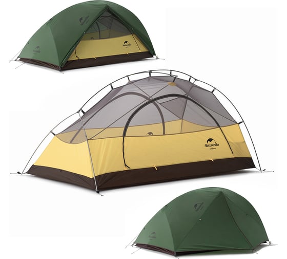Палатка двухместная сверхлегкая Naturehike Star-river NH17T012-T, + коврик, 210T, зеленый 6927595789049