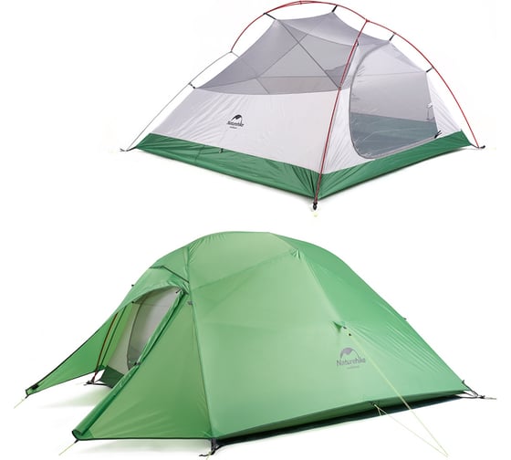 Палатка трехместная сверхлегкая Naturehike Сloud up NH18T030-T + коврик, 20D, зеленый 6927595765685
