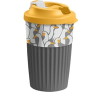 Стакан для горячих напитков Phibo с клапаном и декором, гуси, 450мл, серый 433277311