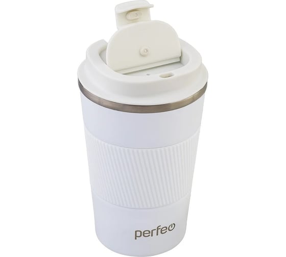 Термокружка для напитков Perfeo PF_E1379 с крышкой-поилкой, объем 0.35 л, белый 30018808