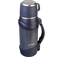 Термос для напитков Perfeo PF_E1364 с крышкой-поилкой, ситечком, чашкой, ручкой, ремнем, 1.6 л, серый 30018797