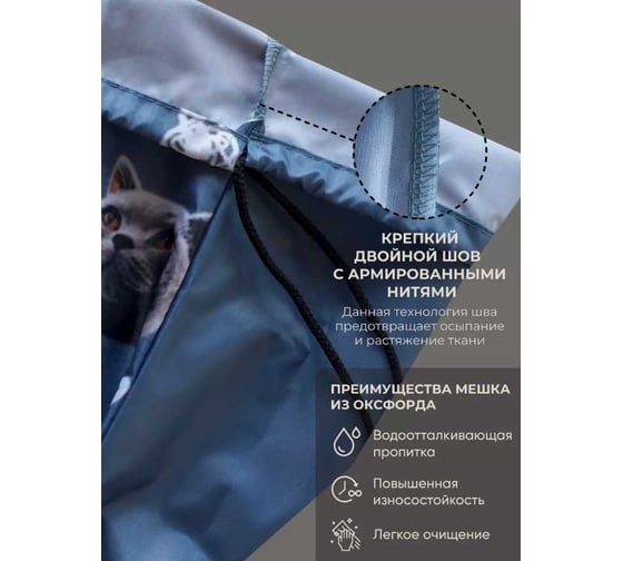 Мешок для обуви Witerra МО-7(210) Аниме Мем кошки(13) 41x49 см 110047