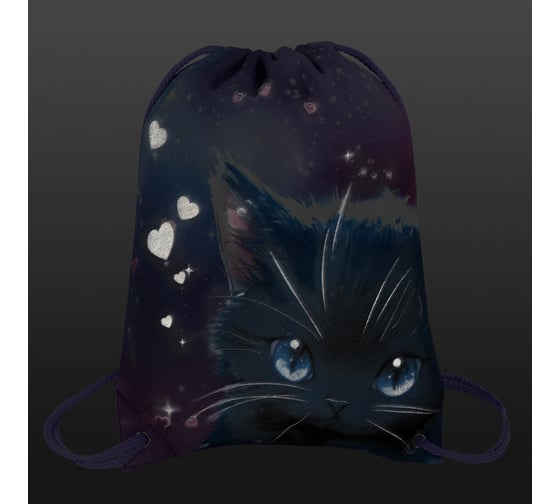 Мешок для обуви BRAUBERG Premium, карман, подкладка, светоотражайка, 43x33 см, Anime cat 272421