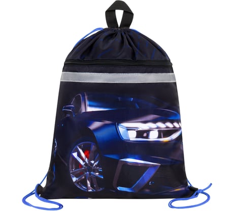 Мешок для обуви BRAUBERG с петлей, светоотражающая полоса, 2 отделения, 46x36 см, Super car 272397
