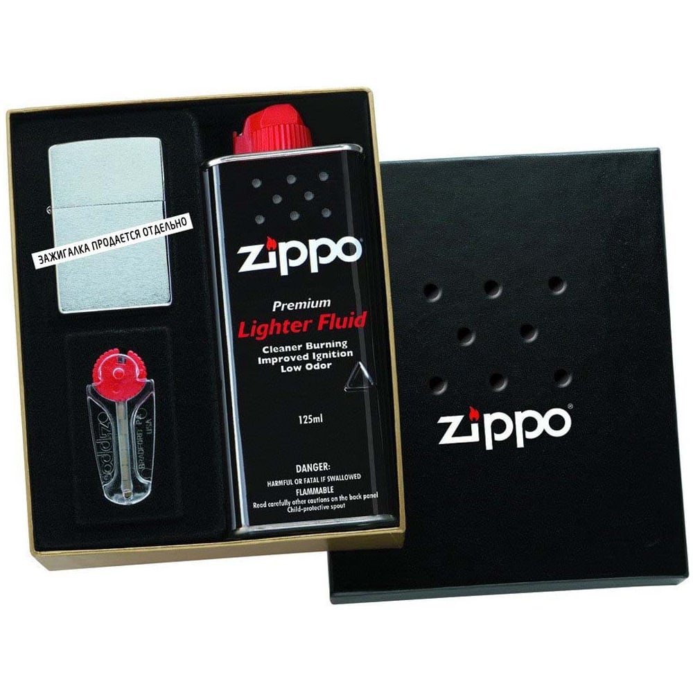Подарочный набор для широкой зажигалки Zippo, черный, 118х43х145 мм ...