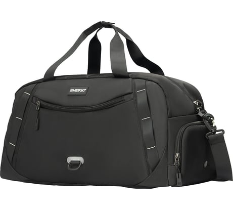 Сумка спортивная HEIKKI Move Plus ХЕЙКИ с отделением для обуви, черная с серыми вставками, 26x51x27 см 272627