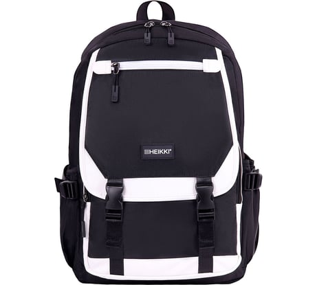 Рюкзак HEIKKI Fusion (ХЕЙКИ) универсальный, Usb-порт, черный с белыми вставками, 45x31x15 см 272578