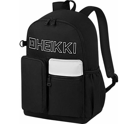 Рюкзак универсальный HEIKKI Unique ХЕЙКИ 6 карманов, черный с белыми вставками, 42x29x16 см 272585
