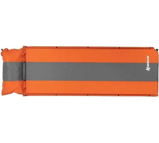 Коврик самонадувной Nisus с подушкой 30-170x65x5 см, оранжевый/серый (N-005P-OG) 00000358595