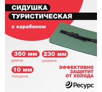 Сиденье туристическое Ресурс 10 мм, 230x350 мм, с карабином, темно-зеленое 22691