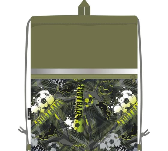 Сумка для сменной обуви LAMARK Football time, 33x42 см, на шнурке, карман на молнии, светоотражающая лента, ручка-петля SB0022-20