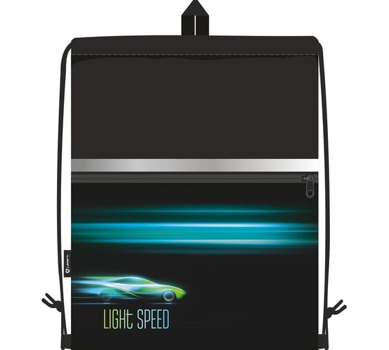 Сумка для сменной обуви LAMARK Light speed, 33x42 см, на шнурке, карман на молнии, светоотражающая лента, ручка-петля SB0022-21