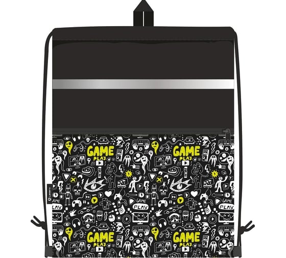Сумка для сменной обуви LAMARK Monster Game, 33x42 см, на шнурке, карман на молнии, светоотражающая лента, ручка-петля SB0022-03