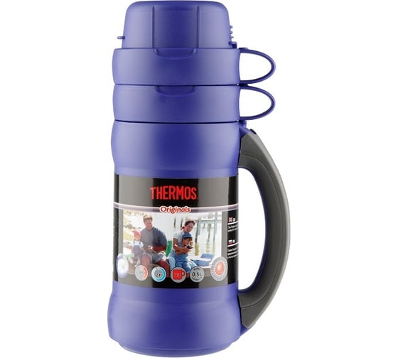 Термос THERMOS 34 серия 0.5 литра, стеклянная колба, синий 923707-b