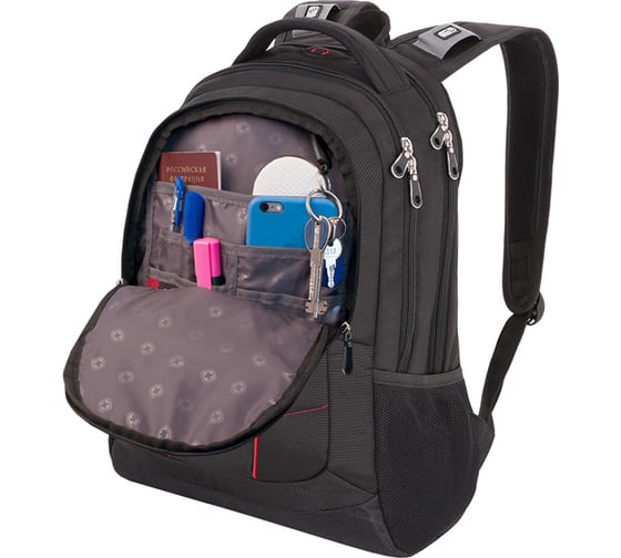 Рюкзак WENGER 15”, чёрный/красный, полиэстер, 35х20х47 см, 33 л 1178215