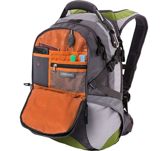 Рюкзак WENGER 15, зелёный/серый, полиэстер 1200D, 36х17х50 см, 30 л 15914415