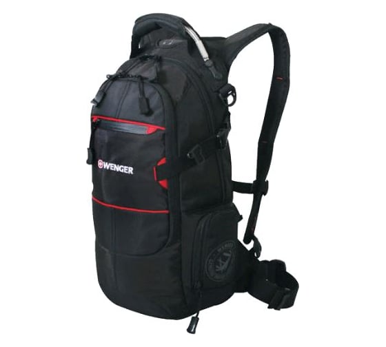 Рюкзак WENGER чёрный/красный, полиэстер 1200D, 23х18х47 см, 22 л 13022215