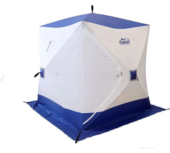 Палатка зимняя Следопыт куб 1.8x1.8 м, Oxford 210D PU 1000, 3-местная, белый/синий PF-TW-12 (У)
