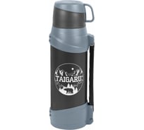 Термос классический ОФИСМАГ Taigaru нержавеющая сталь, 2 л, черно-серый, 2 кружки, ручка + ремешок 608818