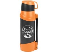 Термос классический ОФИСМАГ Taigaru нержавеющая сталь, 2 л, оранжево-серый, 2 кружки, ручка + ремешок 608817