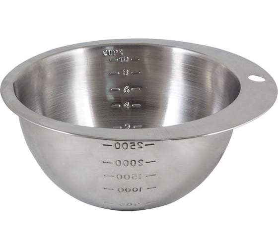 Миска Mallony MB-1200 мерная, из нержавеющей стали, зеркальная полировка, 1.2 л, д. 22 см 981046 1