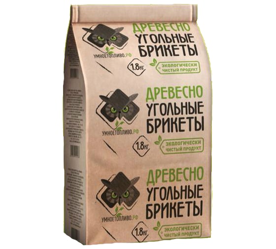 Древесно-угольные брикеты для мангала, гриля, барбекю Умноетопливо.рф 1.8 кг 4678599590538