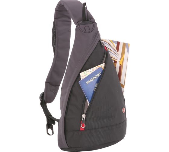 Рюкзак с одним плечевым ремнем Swissgear черный/серый, 25x15x45 см, 7 л SA1092230