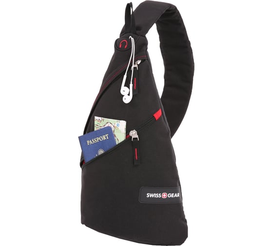 Рюкзак с одним плечевым ремнем Swissgear черный/красный, 25x15x45 см, 7 л SA18302130